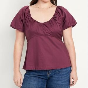 Old Navy Waist Defined Smocked Back Top Women's Sz L Dark Mauve NWT